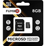 Micro SD  8Gb FUMIKO class 10 c адаптером