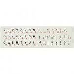Наклейка-шрифт для клавиатуры D2 Tech SF-02RB, русский и английский шрифт, красный и черный цвет, на белом фоне