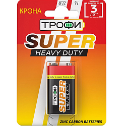 Элемент питания Трофи 6F22 SUPER HEAVY DUTY BL-1 (12/96/6912)
