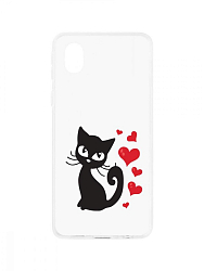 Задняя накладка ZIBELINO Art для Samsung Galaxy A01 (прозрачный) влюбленная кошка