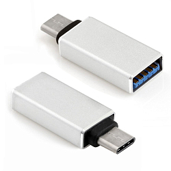 Переходник USB 3.0 <--> Type-C АТОМ серебряный