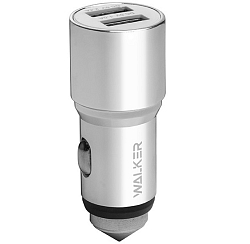 Авто ЗУ 2USB 2.1А WALKER WCR-21 2 USB серебряное
