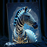 Картина по номерам с кристаллами из хрусталя, 40 × 50 см «Мифическая зебра» 19 цветов