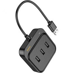USB-Хаб HOCO HB35, Easy, USB2.0*3+RJ45, кабель USB 0.2м, чёрный