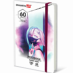 Скетчбук A5 60л BRAUBERG ART, Аниме, 115102, для маркеров 120г/м, 148х210мм, твердая обложка, резинка