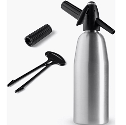 Сифон для газирования воды и напитков, 1л., серебристый + набор