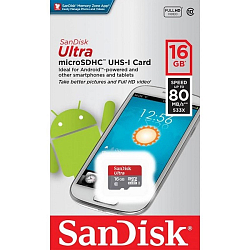 Micro SD 16GB SanDisk Class 10 Ultra 80 Mb/s без адаптера