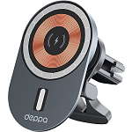 Автомобильный держатель DEPPA MagSafe Crystal Slim QI, серый (55209)