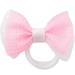 Резинка для волос бант "Аленушка" клеточка, 6,5 см, розово-белый 4729556