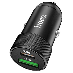 Авто ЗУ 1USB/1Type-C 4.5A C HOCO Z32B, Speed, черный,A, QC3.0