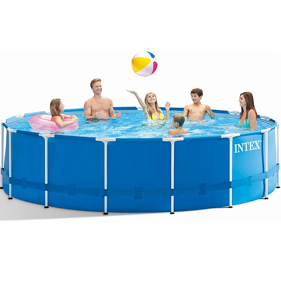 Бассейн каркасный INTEX Metal Frame 28242, 457х122см, 16805л, фил.-насос 3785л/ч, лестница, тент, подстилка