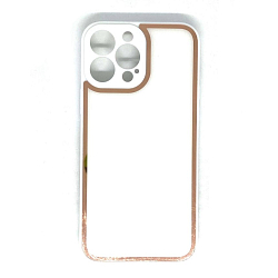 Задняя накладка AKSS для iPhone 13 Pro Max, белый, имитация стекла с защитой камеры