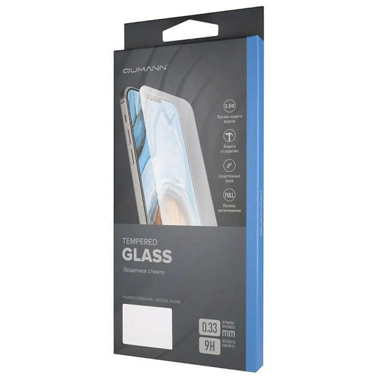 Противоударное стекло 2.5D QUMANN для iPhone 12 Pro Max черное (110615)