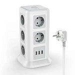 Сетевой фильтр 2.0м TESSAN TPS01-DE, 11 розеток, 3USB, серый