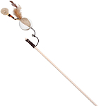 Дразнилка-удочка с мягким шариком и перьями на деревянной ручке, 40 см 2712609