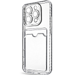 Силиконовый чехол Clear Card для iPhone 16 Pro Max прозрачный с карманом для пластиковых карт