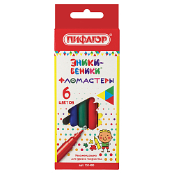 Фломастеры ПИФАГОР "ЭНИКИ-БЕНИКИ", 6 цветов, вентилируемый колпачок