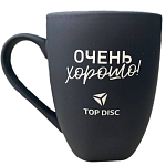Кружка керамическая TOP DISC черная с гравировкой (Tulip)