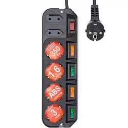 Сетевой фильтр  1.6м MOST ARG, 6 розеток, черный (пакет ПЭ)