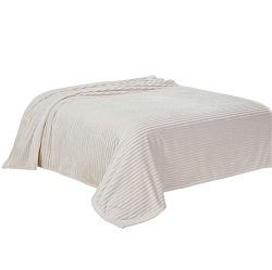 Плед 200*220 велсофт "Полоска" ЭлитаЛюкс, молочный