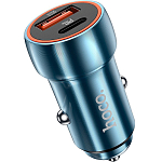 Авто ЗУ 1USB/1Type-C 3A HOCO Z46A, Blue whale, синий, QC, AFC, FCP, Type-C