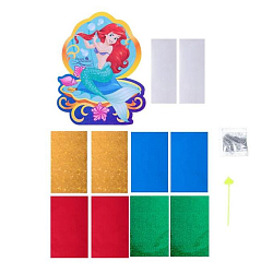 Фреска цветной фольгой "Принцессы: Ариэль", стек, блестки 2 гр, БОНУС: наклейки, А5