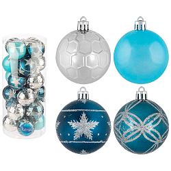 Набор шаров 6 см, 24 шт, цвет: темно-синий, голубой, серебряный SYQB2-0123194 арт.106343