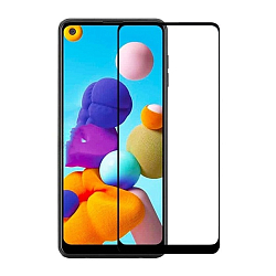 Противоударное стекло 2.5 NONAME для SAMSUNG Galaxy A21, HORSE, черное, полный клей, не оставляет отпечатков