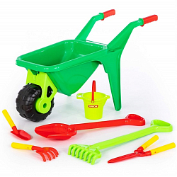 Набор №454: тачка "Садовод" №2, ведро малое с носиком, лопата большая, грабли большие, совок №29, грабельки №25, секатор