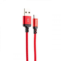 Кабель USB <--> microUSB  1.0м HOCO X14 в переплёте, красный