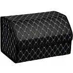 Органайзер автомобильный FOR CARS 3D 70*30*30 черный/белая нить/черный кант, экокожа, 2-й ромб