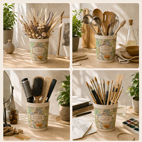 Кашпо для цветов Бежевые цветы