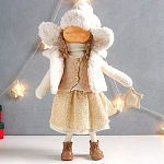 Кукла интерьерная "Девочка в белой шубке и шапочке со звёздочкой" 24х13х56 см   7669158
