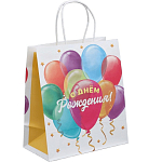Пакет крафтовый «День рождения», 22 × 25 × 12 см    7992158
