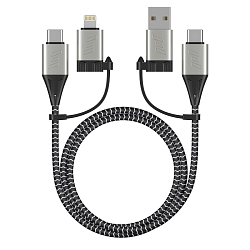 Кабель Type-C <--> Type-C/USB/Lightning  1.2м DEPPA черный (72311)