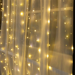 Гирлянда "Занавес", 3 х 3 м, на крючках РОСА свечение желтое (ПИТАНИЕ 3 АА)