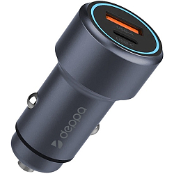 Aвто ЗУ 1USB/1Type-C DEPPA 11220, металл, серый, 48W