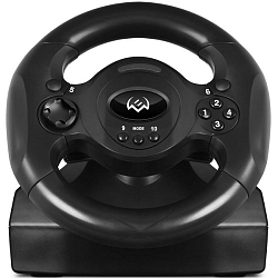 Руль SVEN GC-W300 (педали, вибро, лепестки, D-pad, 10 кл, резин. вставки, PC, цифр. и аналог.) (1/4)