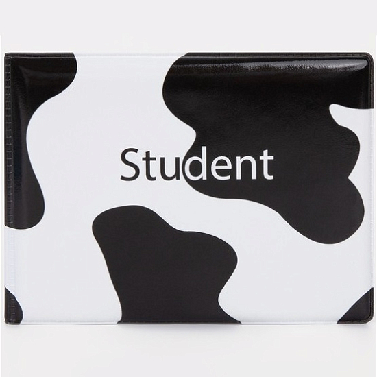 Обложка для студенческого билета, цвет чёрный/белый