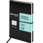 Блокнот А5 (148х218мм), BRAUBERG Black Jack, 128л, кожзам, клетка, резинка, черный, 125240