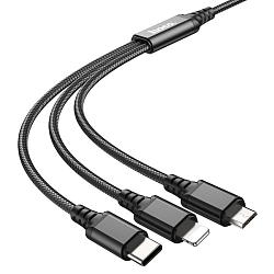 Кабель USB <--> Lightning/Type-C/MicroUSB  1.0м HOCO X76 чёрный, красный
