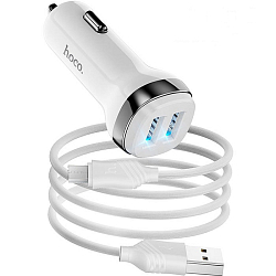 Авто ЗУ 2USB 2.4A HOCO Z40 Superior microUSB белый