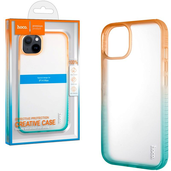 Задняя накладка HOCO для iPhone 14 Plus Orange/Green (Crystal Color Skin)