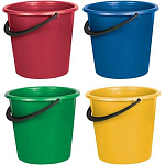 Ведро 10л LAIMA 603895, без крышки, пластиковое, хозяйственное, УСИЛЕННОЕ, цвет ассорти, мерная шкала