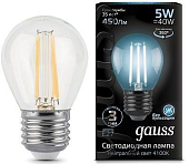 Лампа светодиодная GAUSS Filament Globe dimmable 5W/4100K/E27