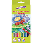 Карандаши ЮНЛАНДИЯ "В ГОСТЯХ У БУКАШЕК", 12 цветов, классические заточенные, 181378