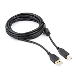 Кабель USB для принтера AM-BM  3.0м GEMBIRD (CCF-USB2-AMBM-10), феррит.кольц., позол., черный, пакет