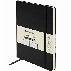 Блокнот BRAUBERG А5 балакрон, 80г/м2, 96л, в точку, черный, 113040