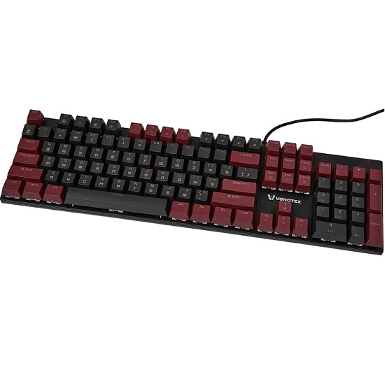 Клавиатура VOROTEX K104S Blue Switch, Чёрный,бордовый