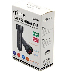 Авто ЗУ 2USB 1.5A/2.4A EPLUTUS CU-504Q 30W черное (с экраном)